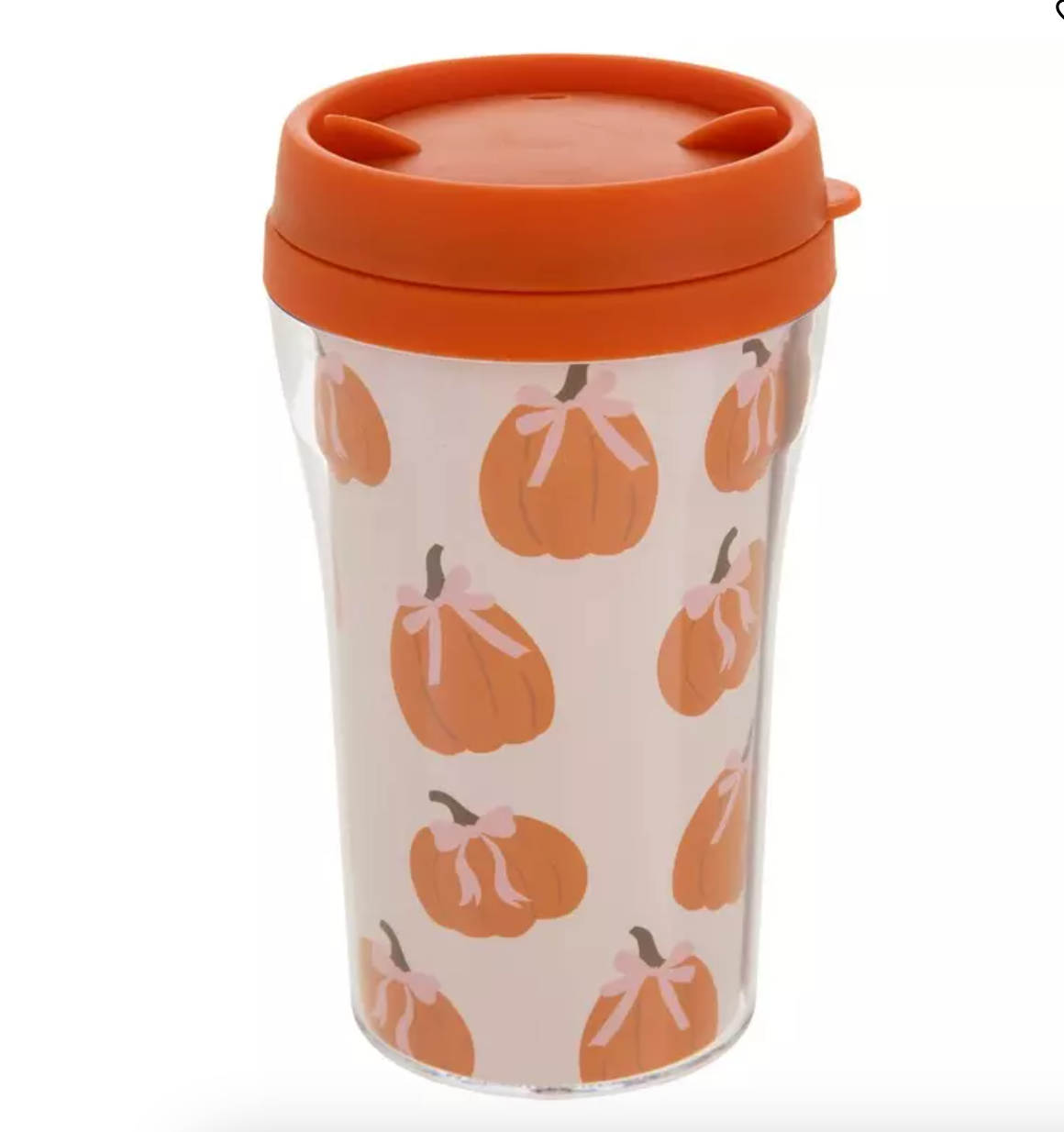 Pumpkin With Bows Cup With Lid – 8oz Fall Travel Cup