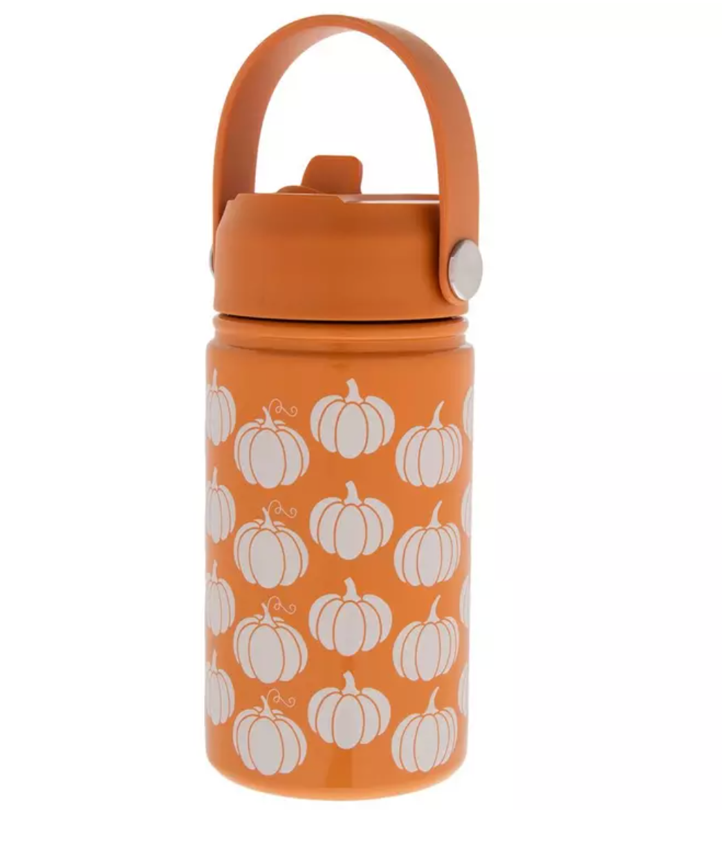 Orange & White Pumpkins Stainless Steel Water Bottle – 11oz Fall Tumbler