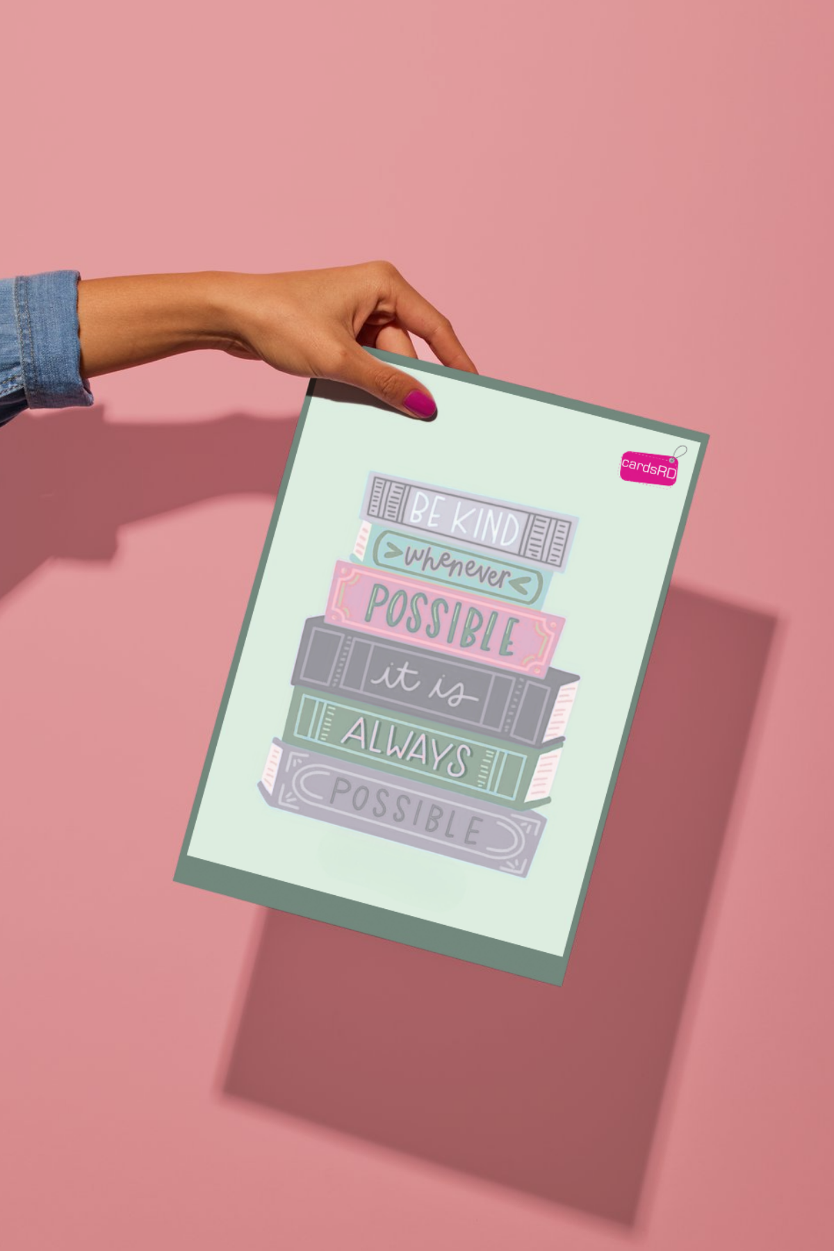 Be Kind Whenever Possible Postcard | Inspirational Book Lover Card 4x6