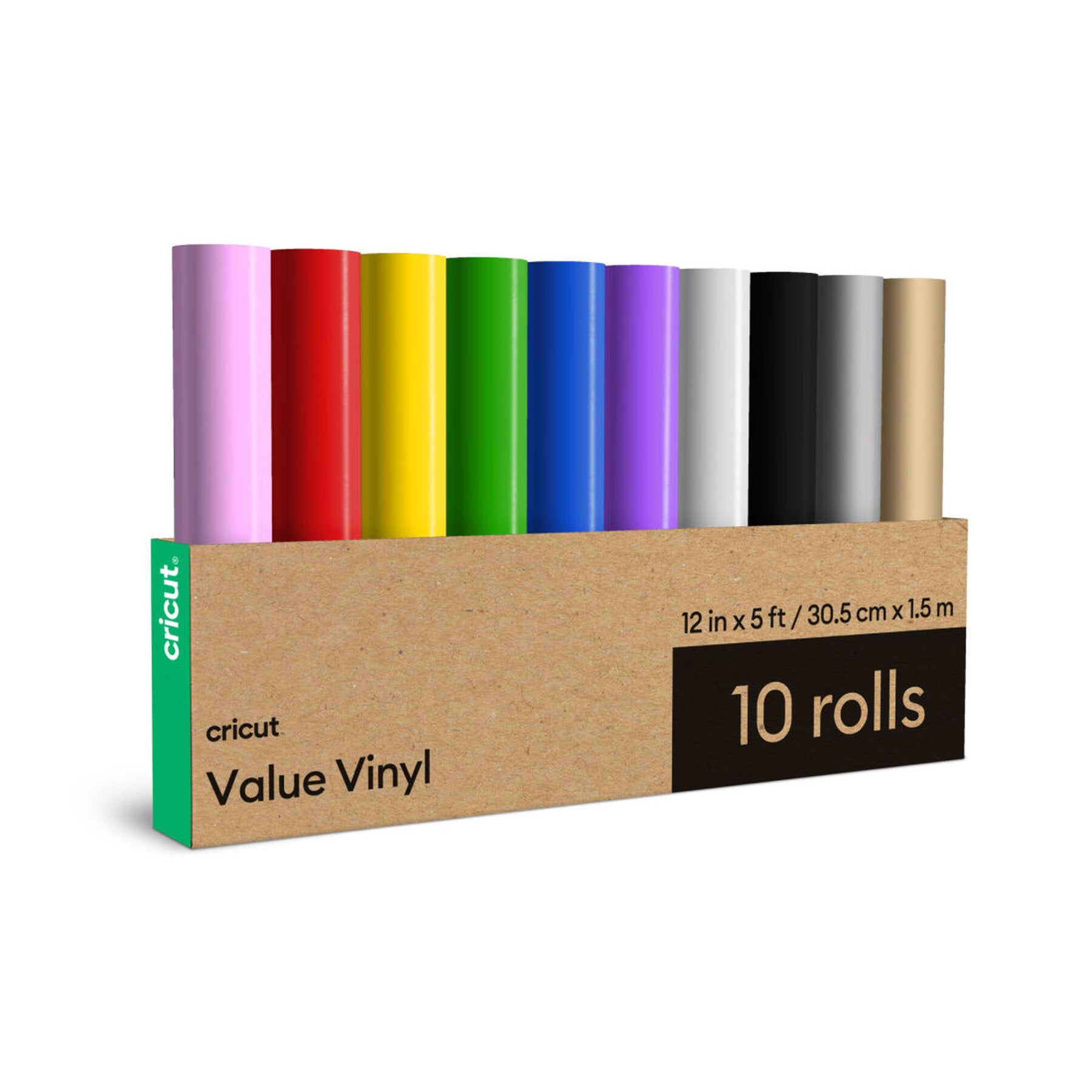 Cricut® Value Vinyl – Rainbow Sampler (10 Rolls, 12" x 5 ft)