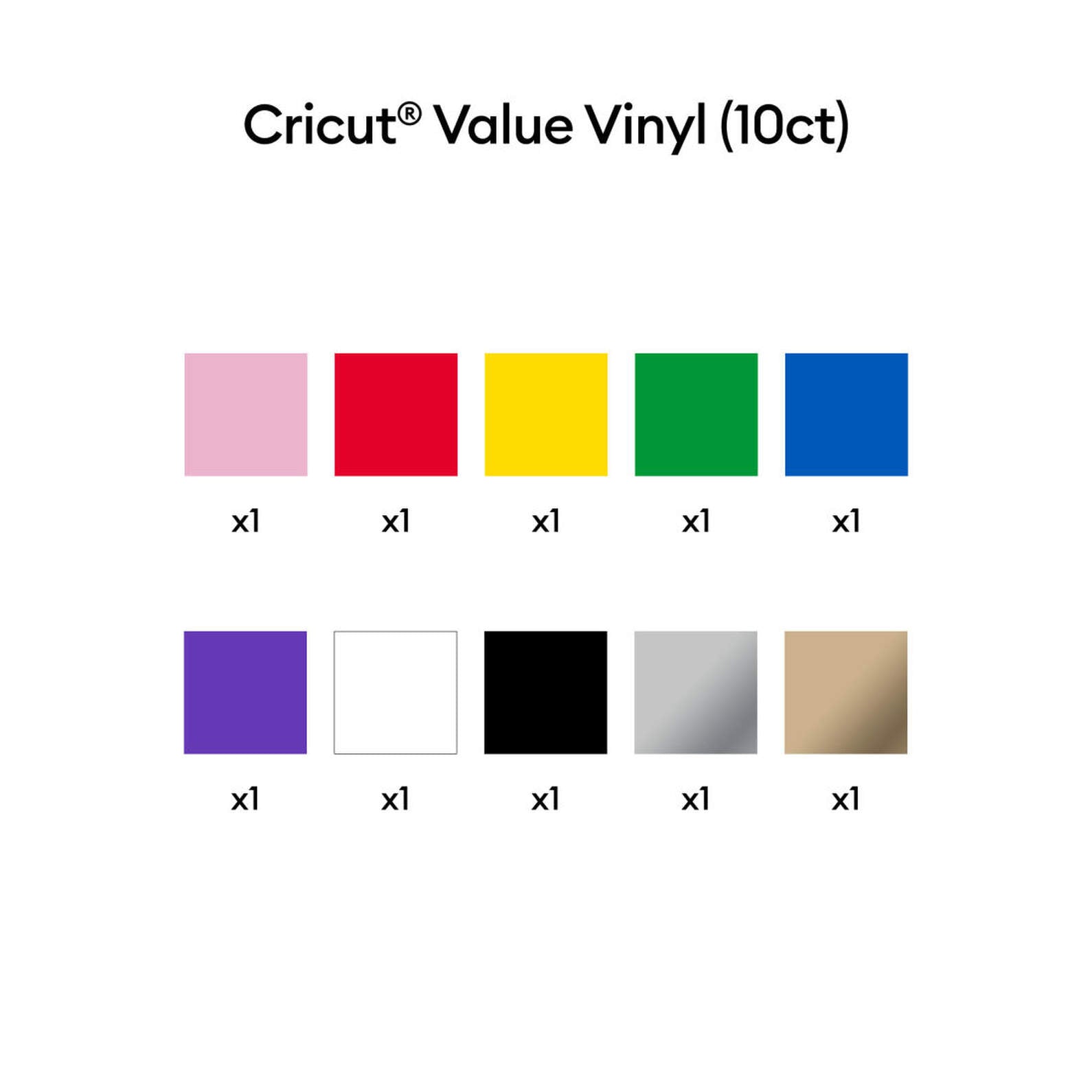 Cricut® Value Vinyl – Rainbow Sampler (10 Rolls, 12" x 5 ft)