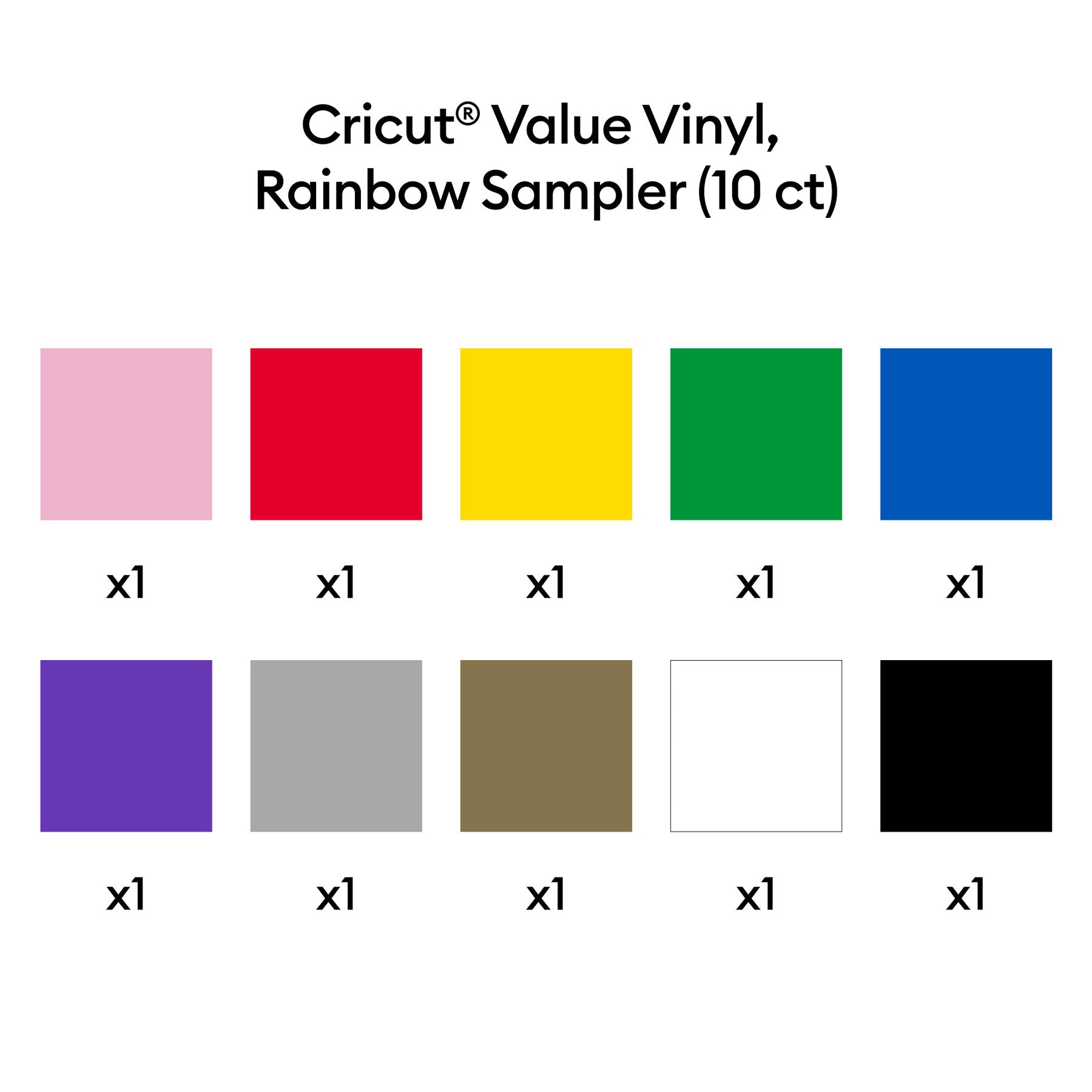 Cricut® Value Vinyl – Rainbow Sampler (10 Sheets, 12" x 12")