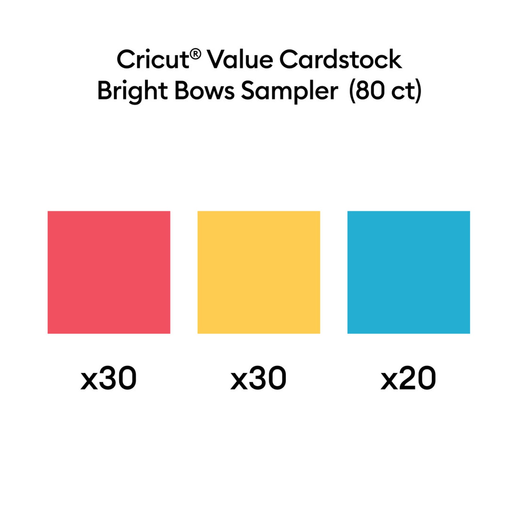 Cricut Value Cardstock – Bright Bows Sampler (80 Sheets, 8.5” x 11”)