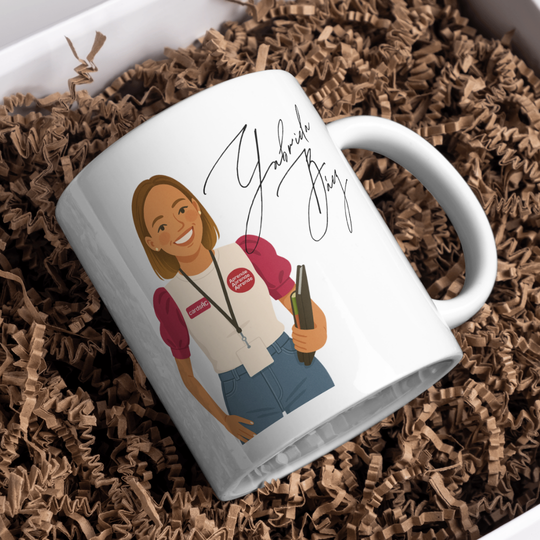Custom Cartoon Mug – Personalized with Name, Business Logo & QR Code.