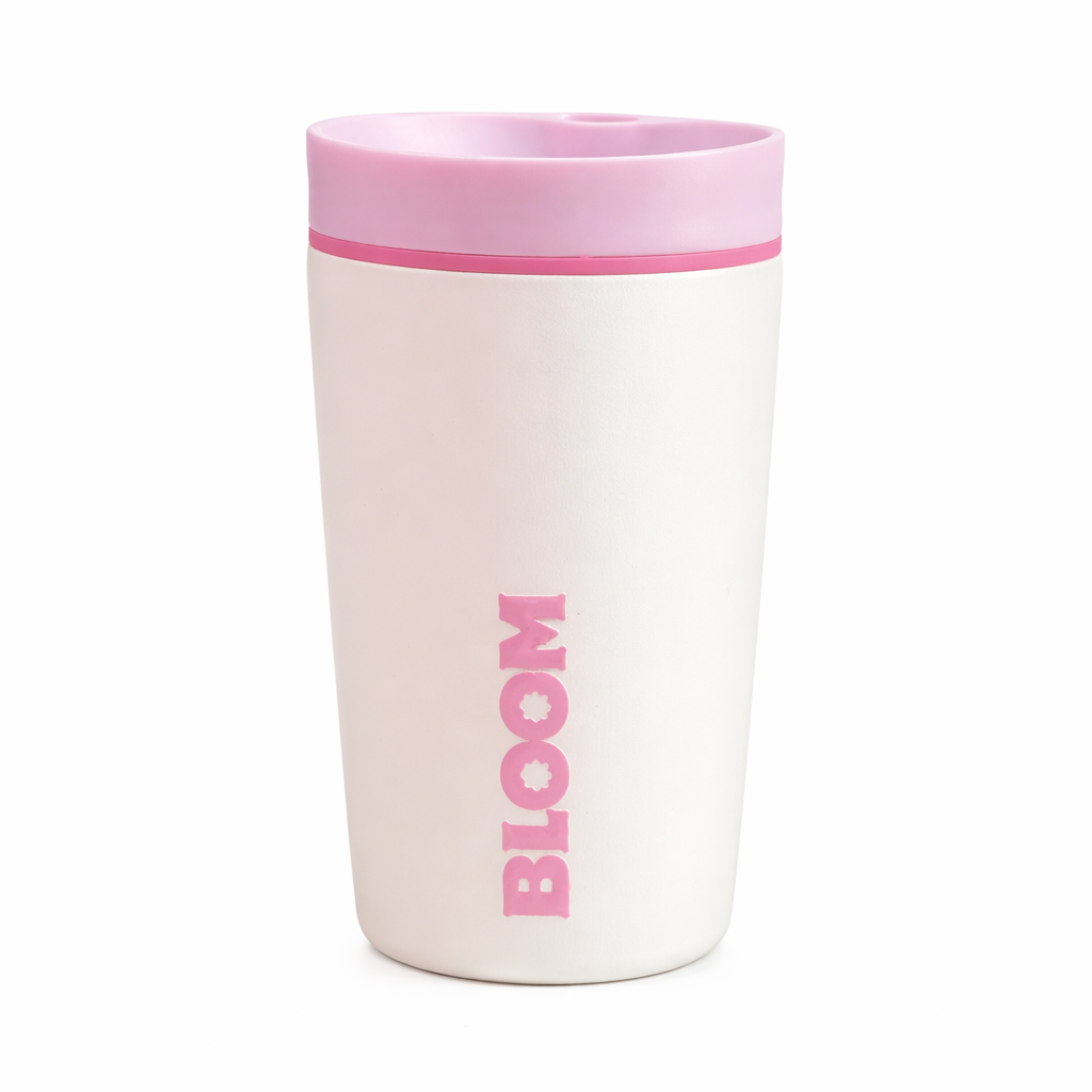 Bloom María™ Tumbler 12 onz – White & Blush Pink