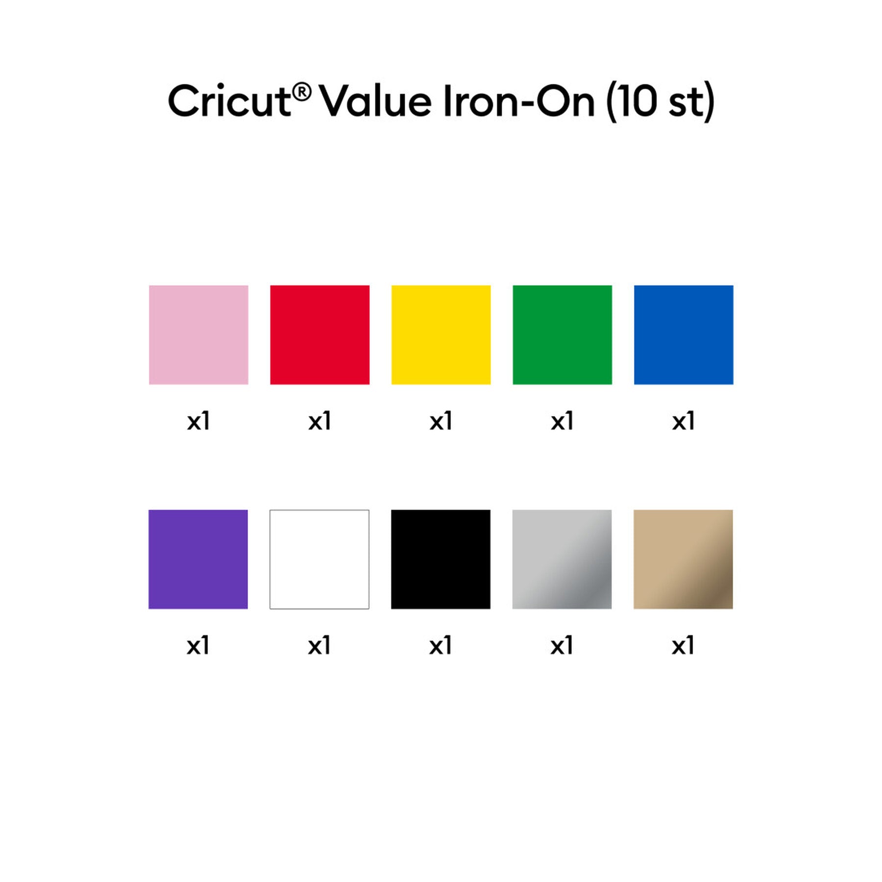 Cricut® Value Iron-On – Rainbow Sampler (10 Rolls, 12" x 3 ft)