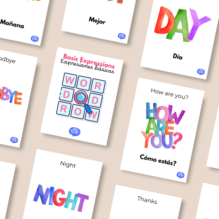 Basic Expressions Flash Cards / Flashcards – Little Learners Spanish (18 Cards)
