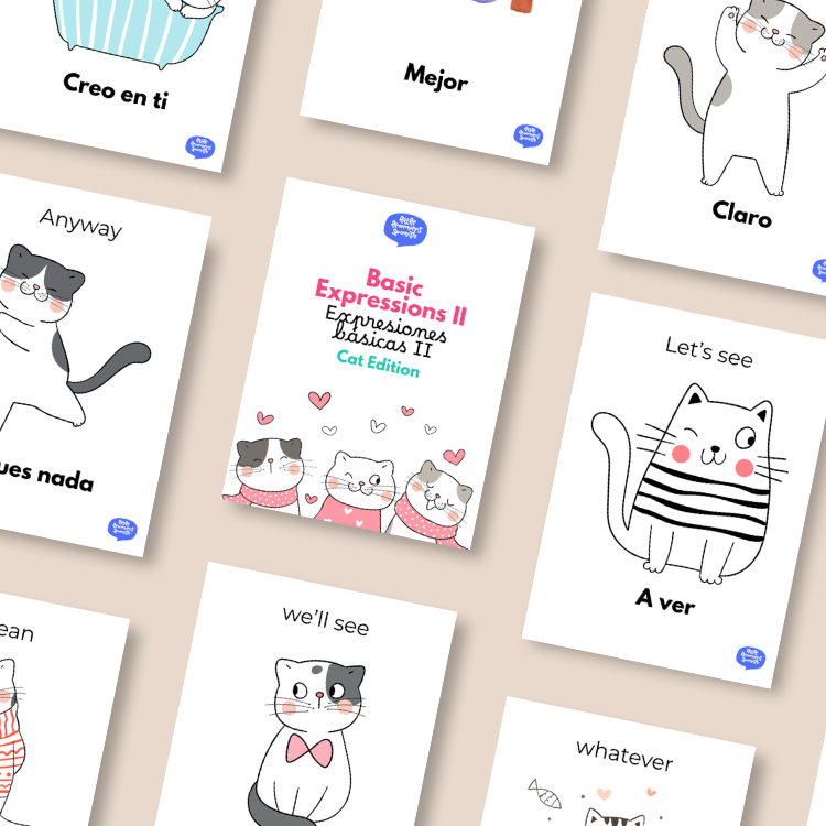 Basic Expressions II (Cat edition) Flash Cards / Flashcards – Little Learners Spanish (18 Cards) (Copia)