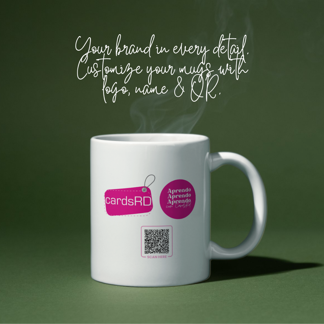 Custom Cartoon Mug – Personalized with Name, Business Logo & QR Code.