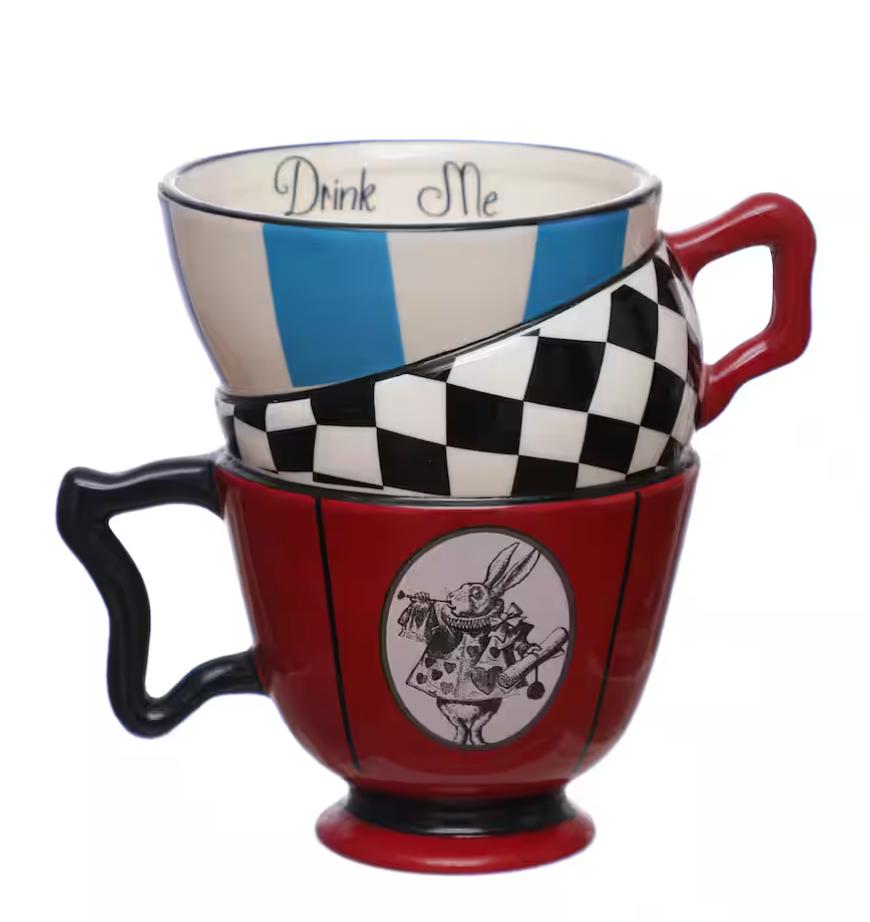 White Rabbit // Alice in Wonderland Stacked Teacup Mug – Custom Vinyl Name