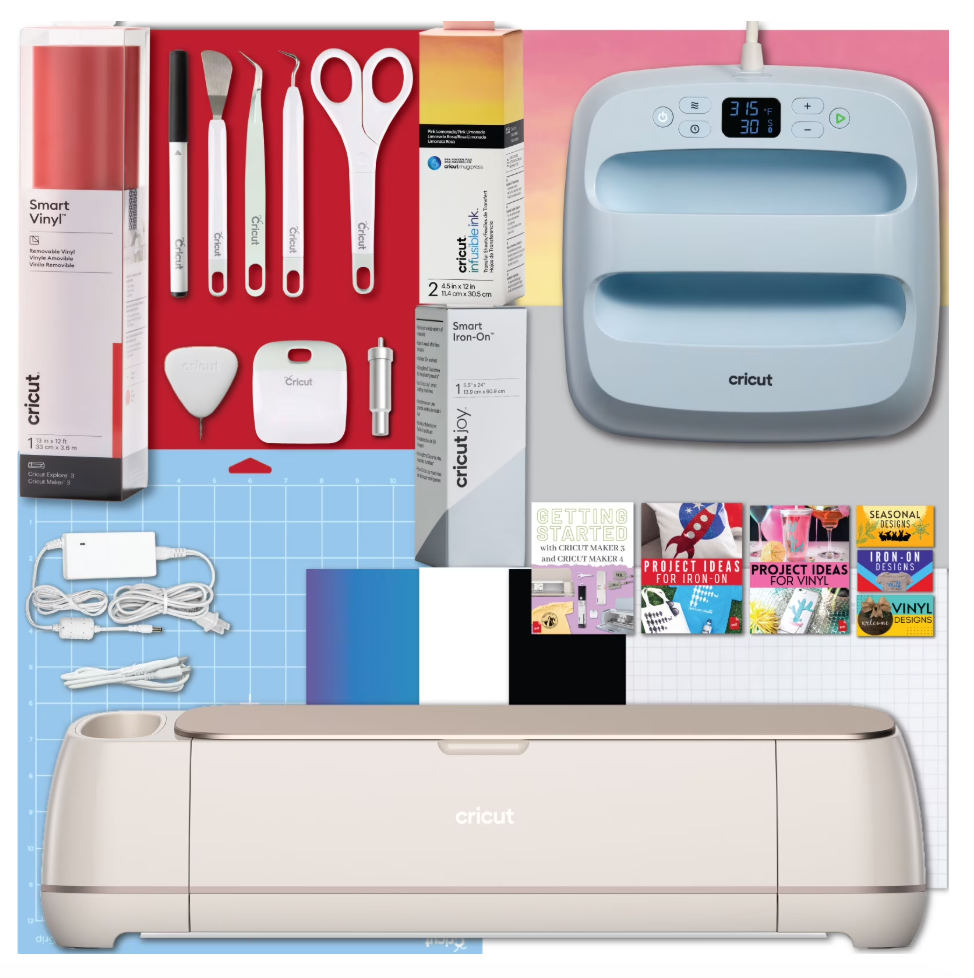 Cricut Maker 4 & EasyPress 3 Bundle – Smart Cutting Machine + Heat Press with HTV Combo Pack