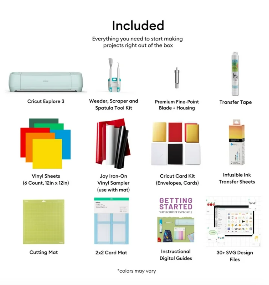 Cricut Explore 3 Smart Cutting Machine Bundle with Ultimate Material Sampler Set