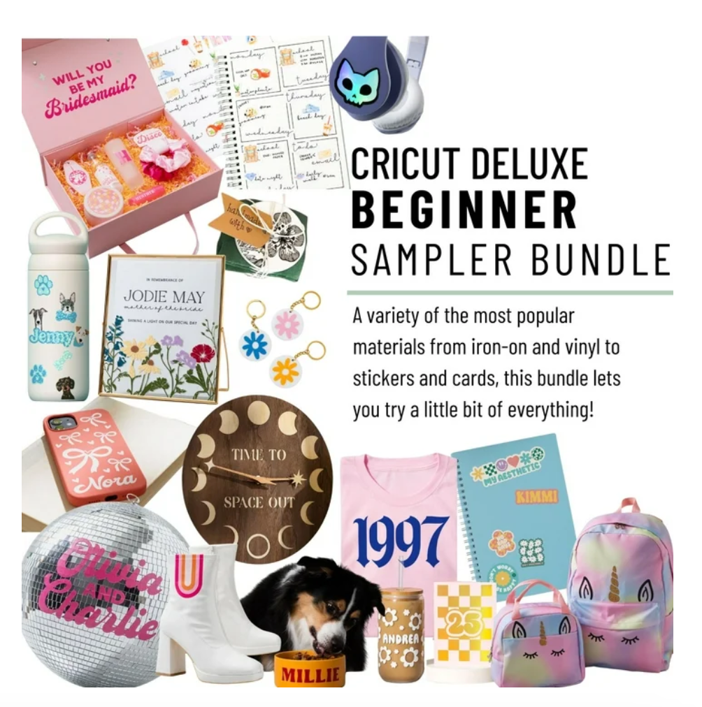 Cricut All-in-One Deluxe Materials & Accessories Bundle – Vinyl, Iron-On, Infusible Ink & More (74 Pieces)