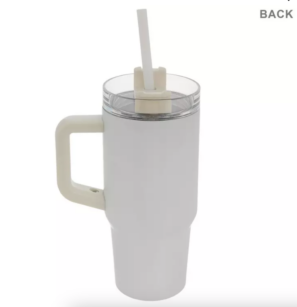Mini Spice Leaves Stainless Steel Kids Tumbler – 13oz Holiday Cup with Straw & Handle