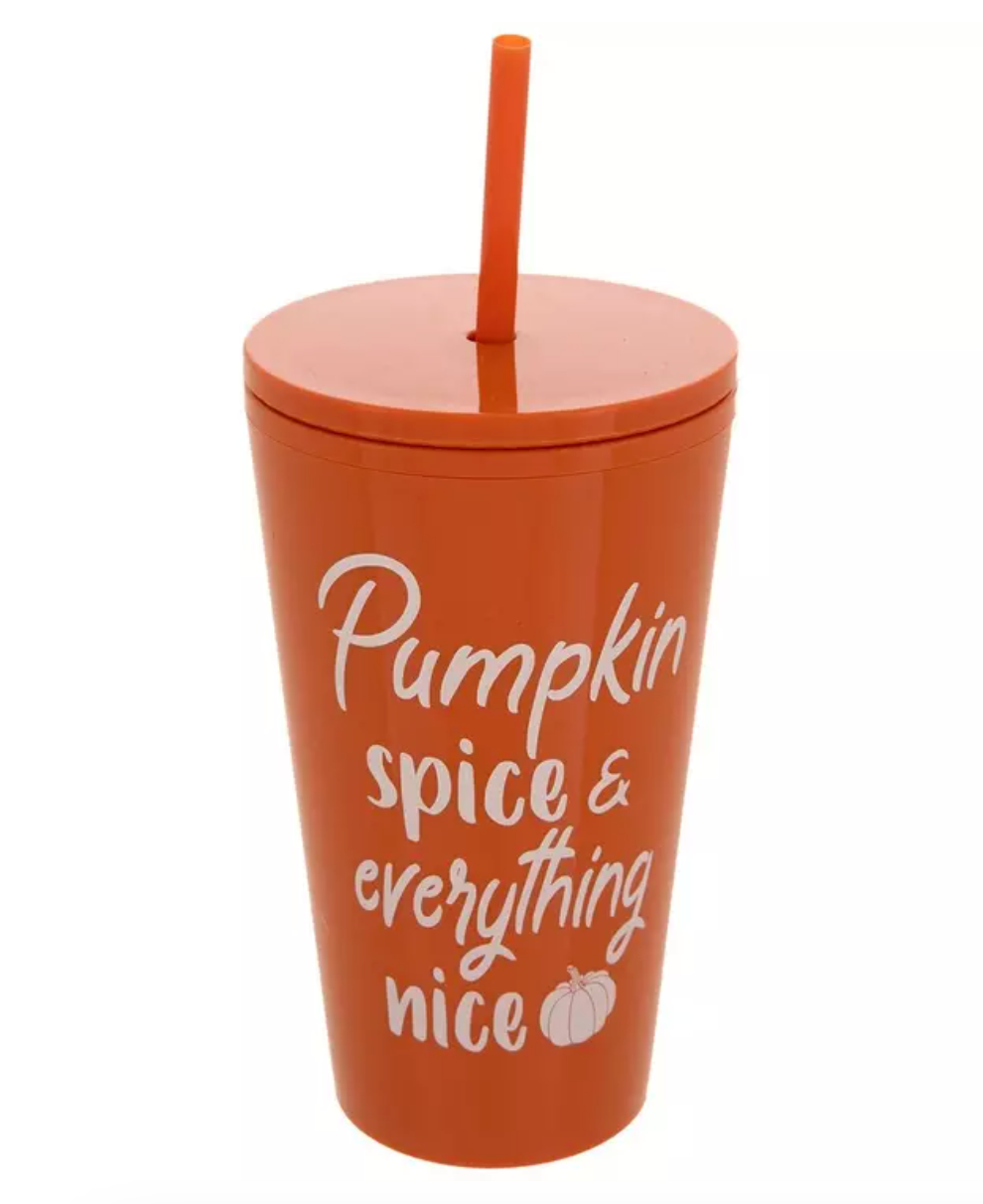 Pumpkin Spice & Everything Nice Tumbler – 17oz Fall Travel Cup with Straw