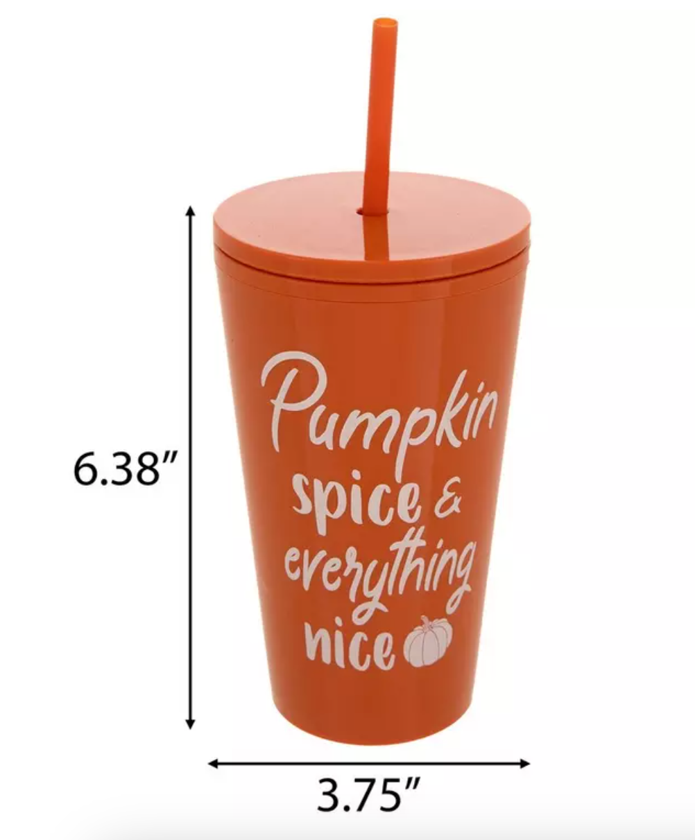 Pumpkin Spice & Everything Nice Tumbler – 17oz Fall Travel Cup with Straw