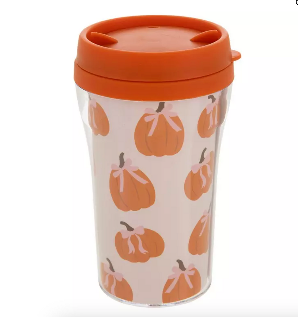 Pumpkin With Bows Cup With Lid – 8oz Fall Travel Cup