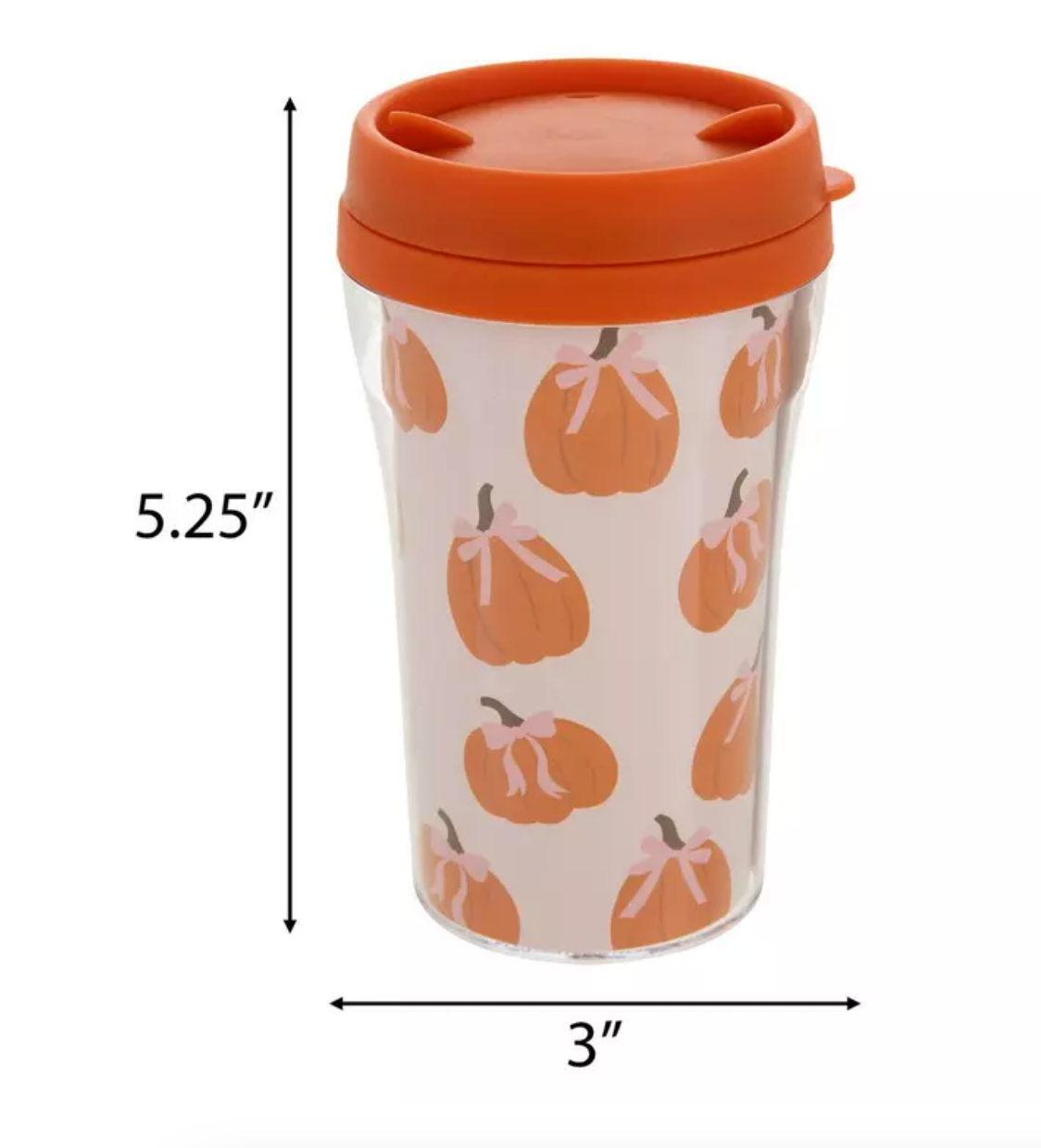 Pumpkin With Bows Cup With Lid – 8oz Fall Travel Cup