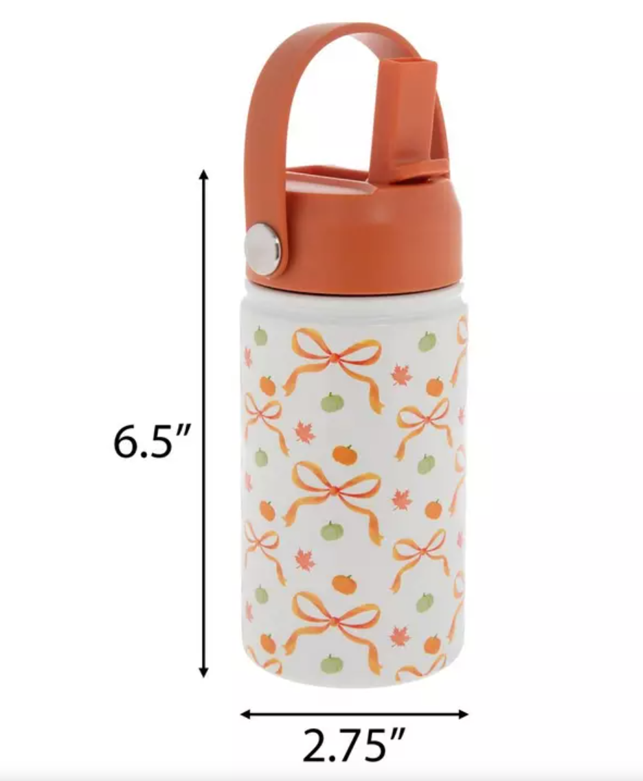 Pumpkins & Bows Stainless Steel Water Bottle – 11oz Kids Fall Tumbler