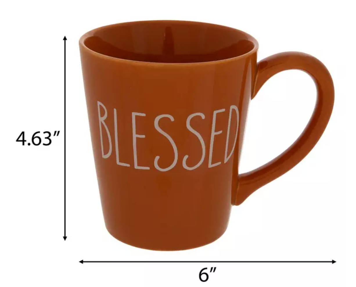 Orange Blessed Mug – 18oz Fall Ceramic Coffee Cup