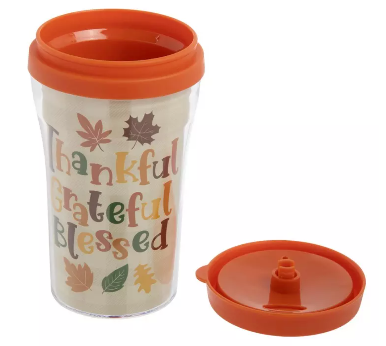 Thankful Mini Cup With Lid – 8oz Fall Gingham Cup