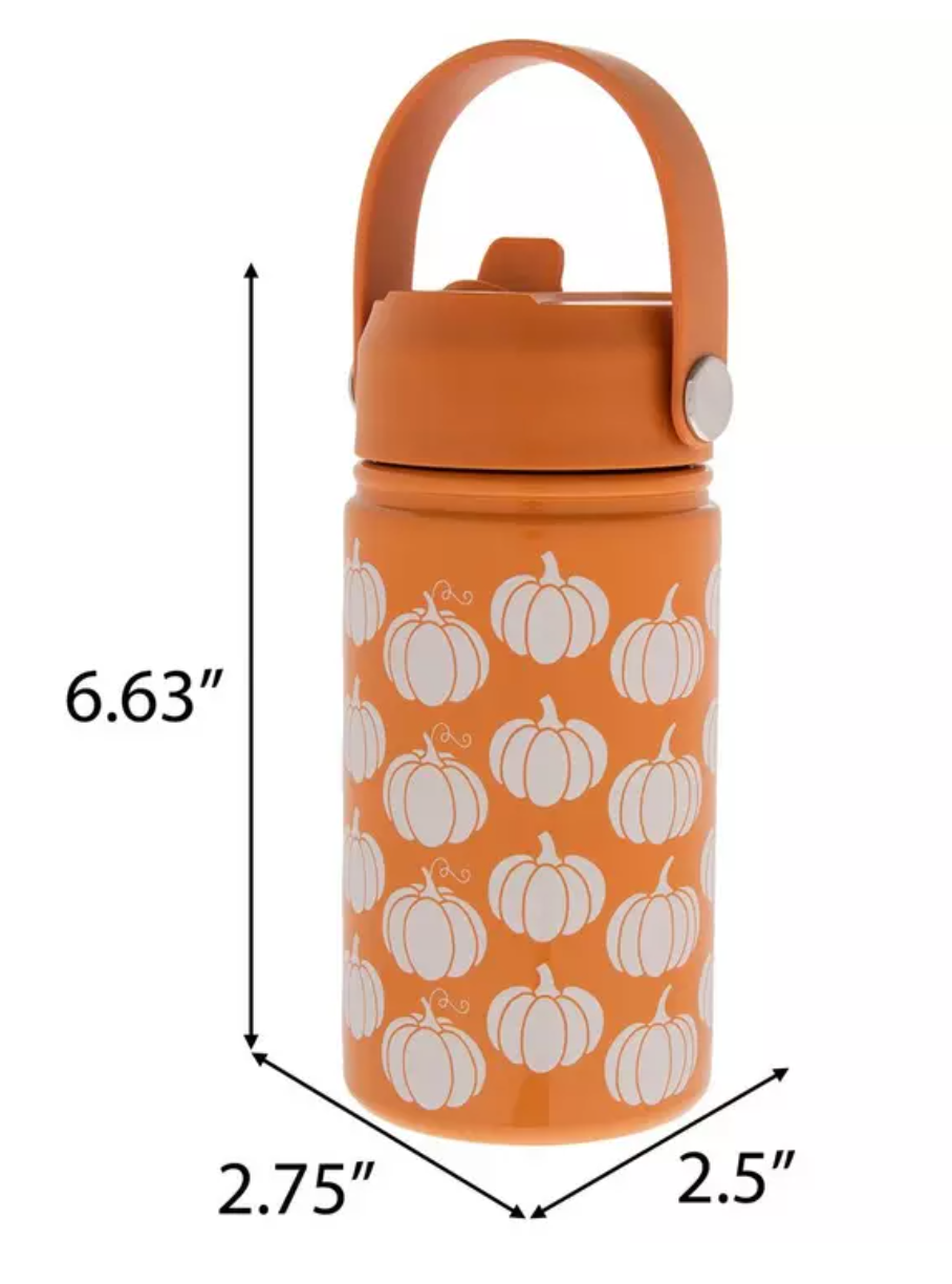 Orange & White Pumpkins Stainless Steel Water Bottle – 11oz Fall Tumbler