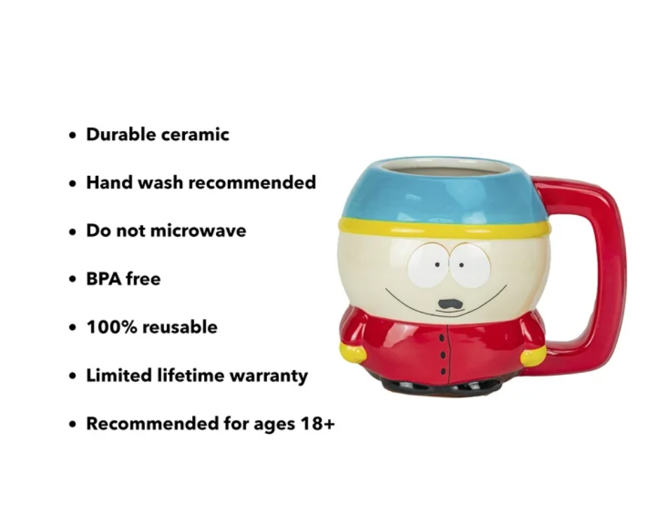 South Park Cartman Sculpted Mug – 16 oz | Customizable