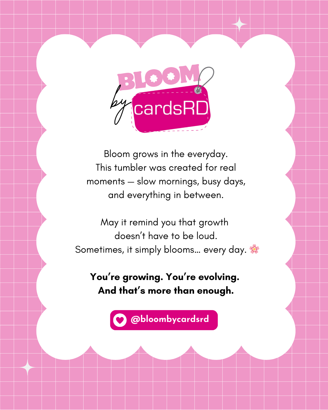 Bloom María™ Tumbler 12 onz – White & Blush Pink