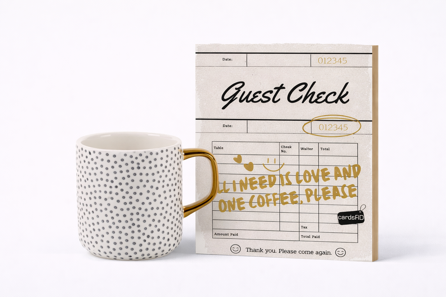 Black & White Coffee Cup + 7.25” x 5” Decorative Wood Sign Set