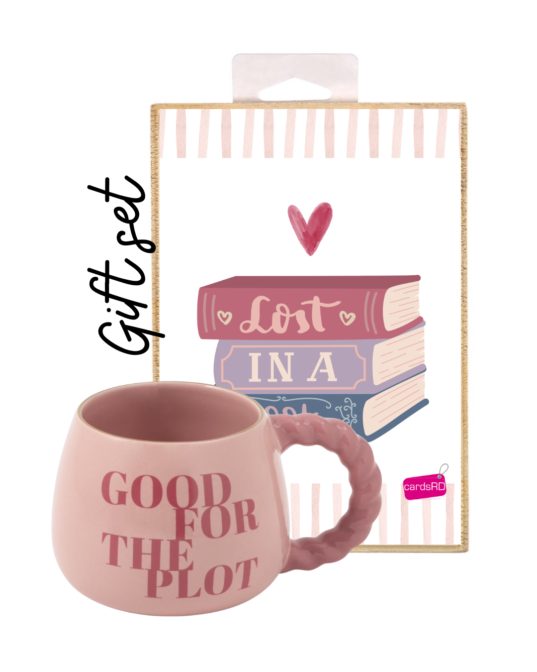 Book Lover Coffee Cup + 7.25” x 5” Decorative Wood Sign Set