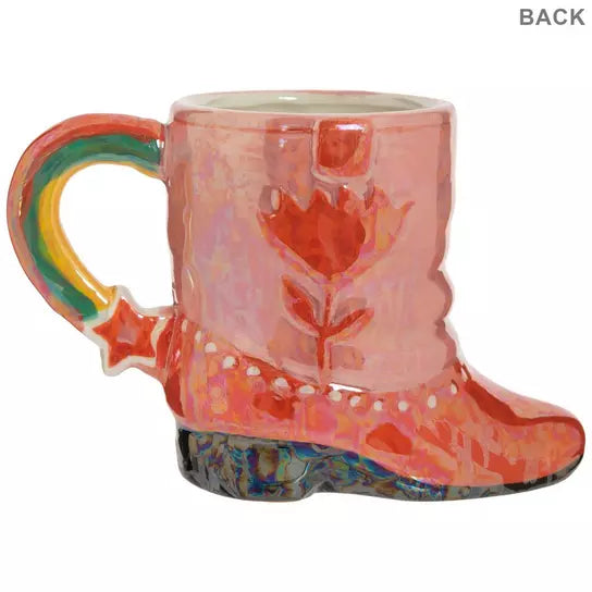 Cowgirl Boot Ceramic Mug – Pink Western Coffee Cup (18oz)