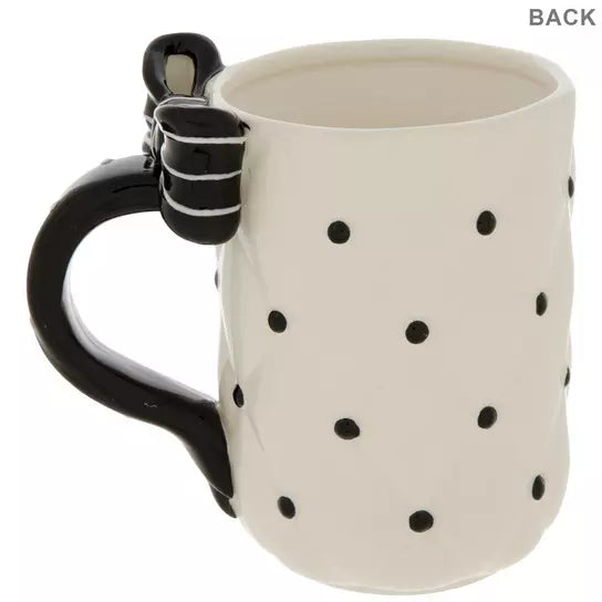 Black & White Quilted Bow Mug – Elegant Ceramic Coffee Cup (15oz)
