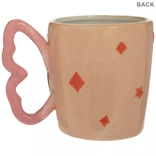 Butterfly Wing Ceramic Mug – Peach & Orange Star Coffee Cup (18oz)