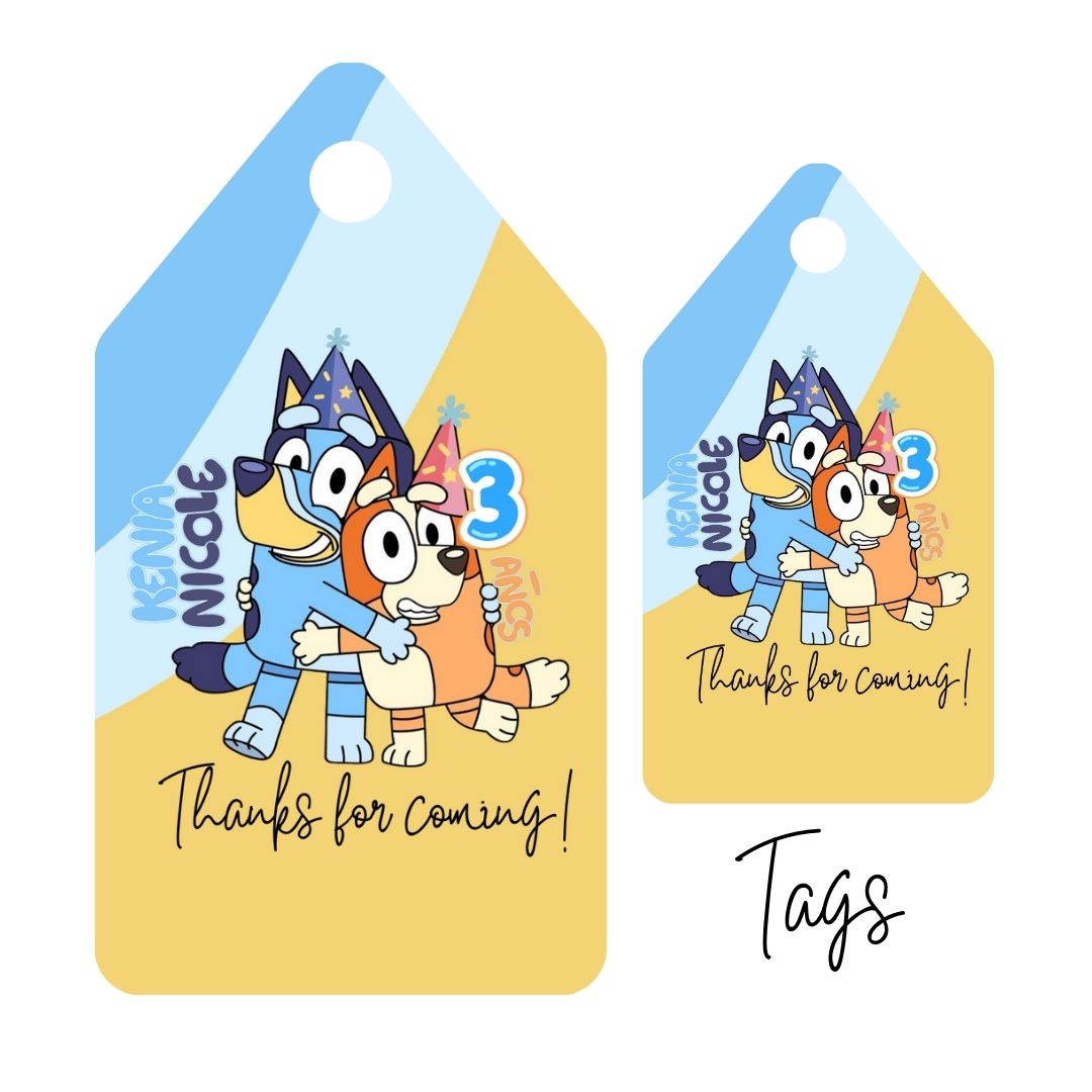 Party Tags – Custom Favor Tags with Ribbon (2 Sizes, 3D or Flat).