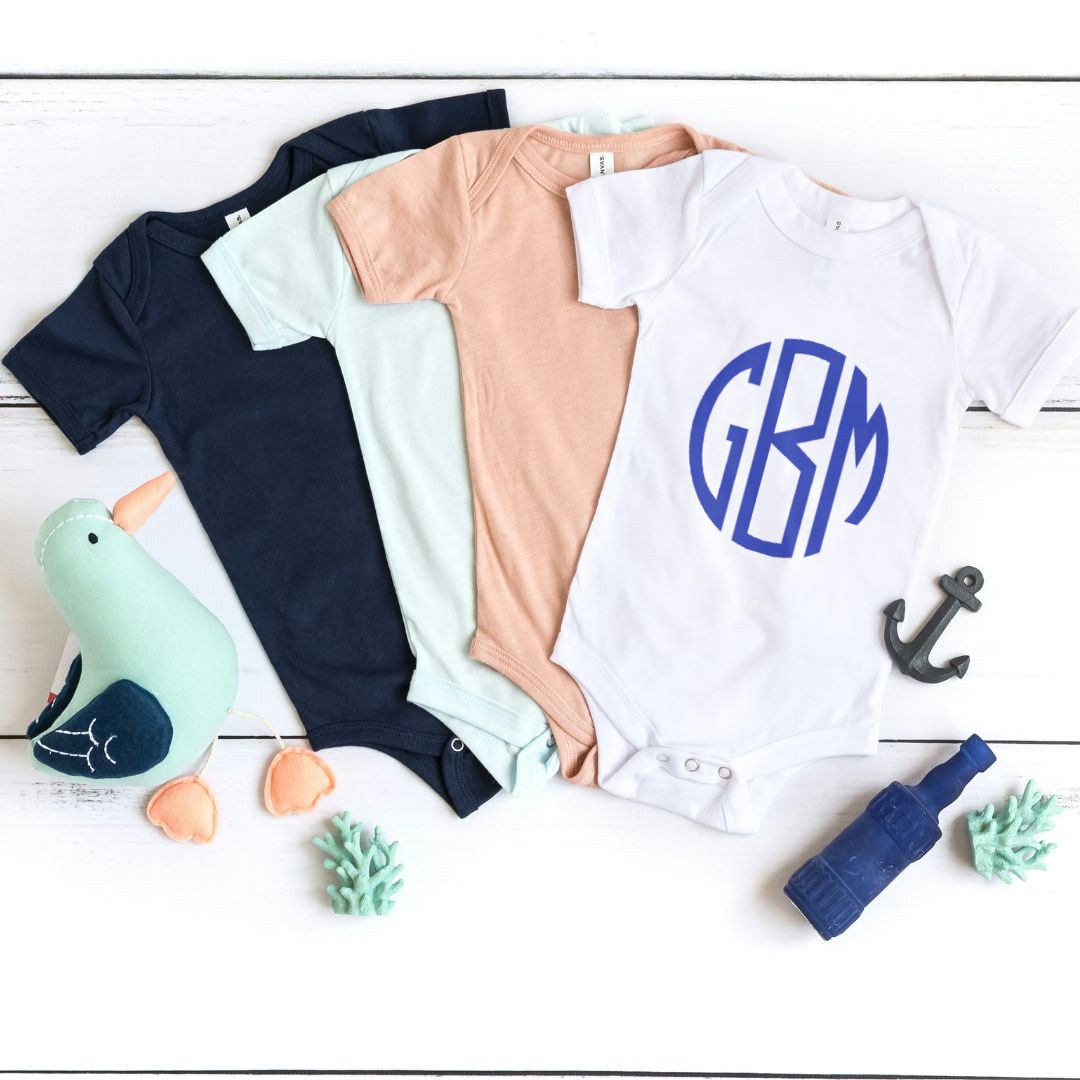 Personalized Baby Bodysuit – Monogram or Custom Phrase.