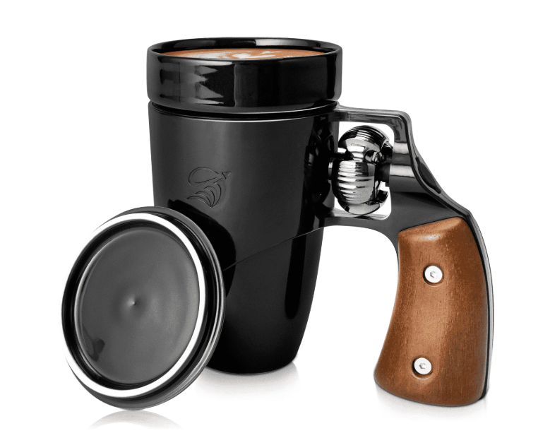 Revolver Handle Novelty Ceramic Coffee Mug – 16 oz, Black