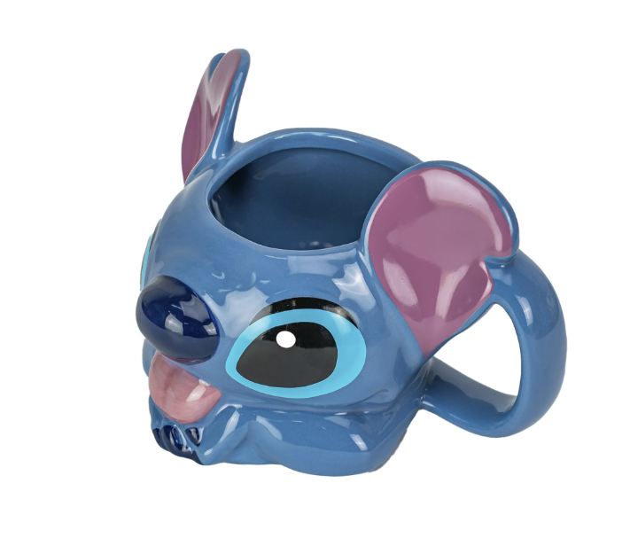 STICH // Blue Alien Sculpted Ceramic Mug – Hand Painted, 11 oz