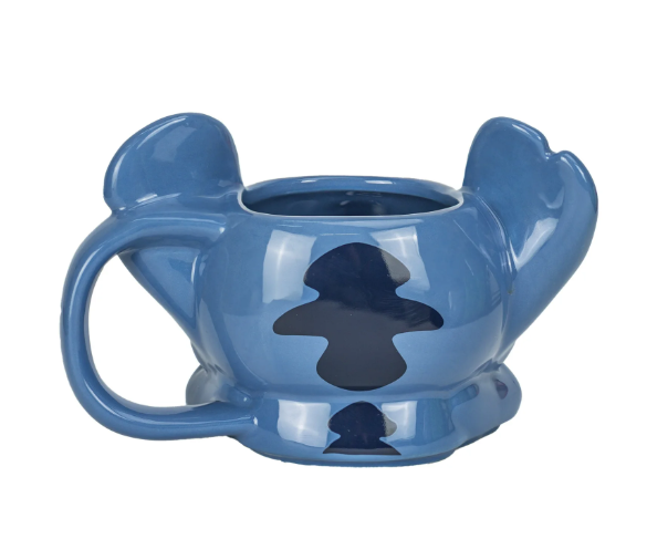 STICH // Blue Alien Sculpted Ceramic Mug – Hand Painted, 11 oz
