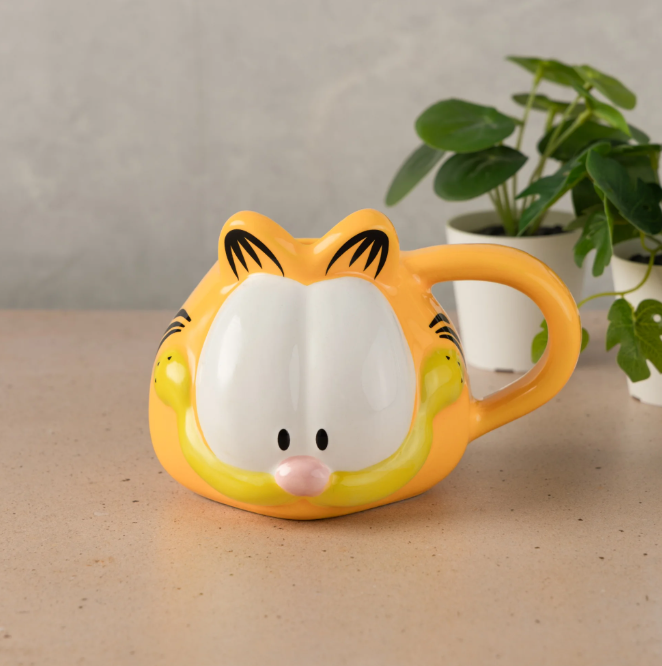 Orange Cat Sculpted Ceramic Mug – 16 oz