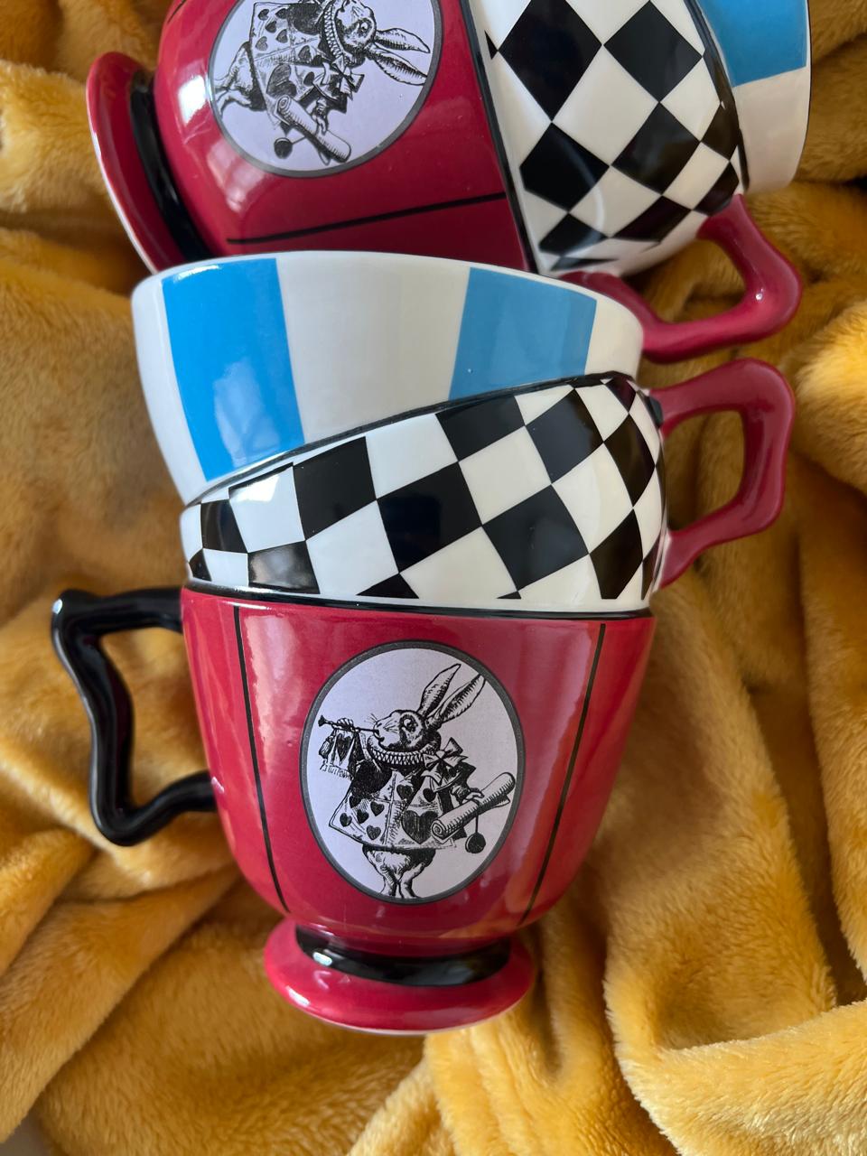 White Rabbit // Alice in Wonderland Stacked Teacup Mug – Custom Vinyl Name