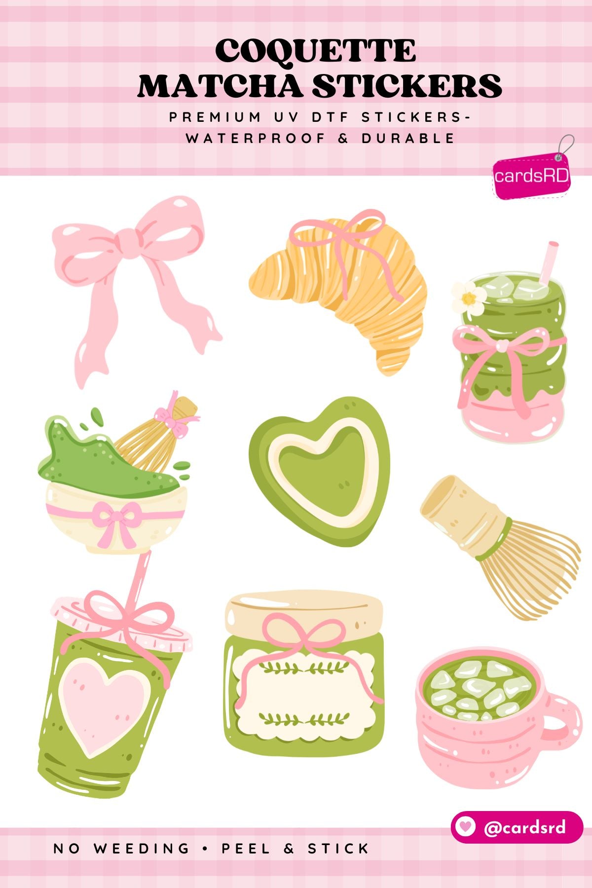 Coquette Matcha Sticker Pack – 3 Sheets (Bonus Included)