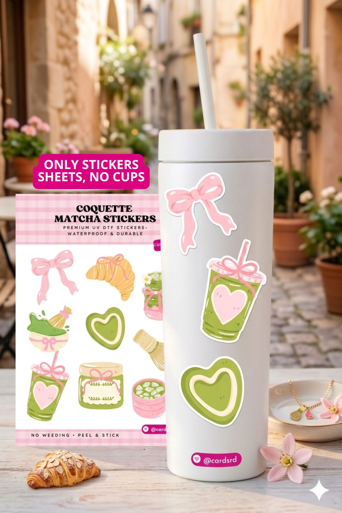 Coquette Matcha Sticker Pack – 3 Sheets (Bonus Included)