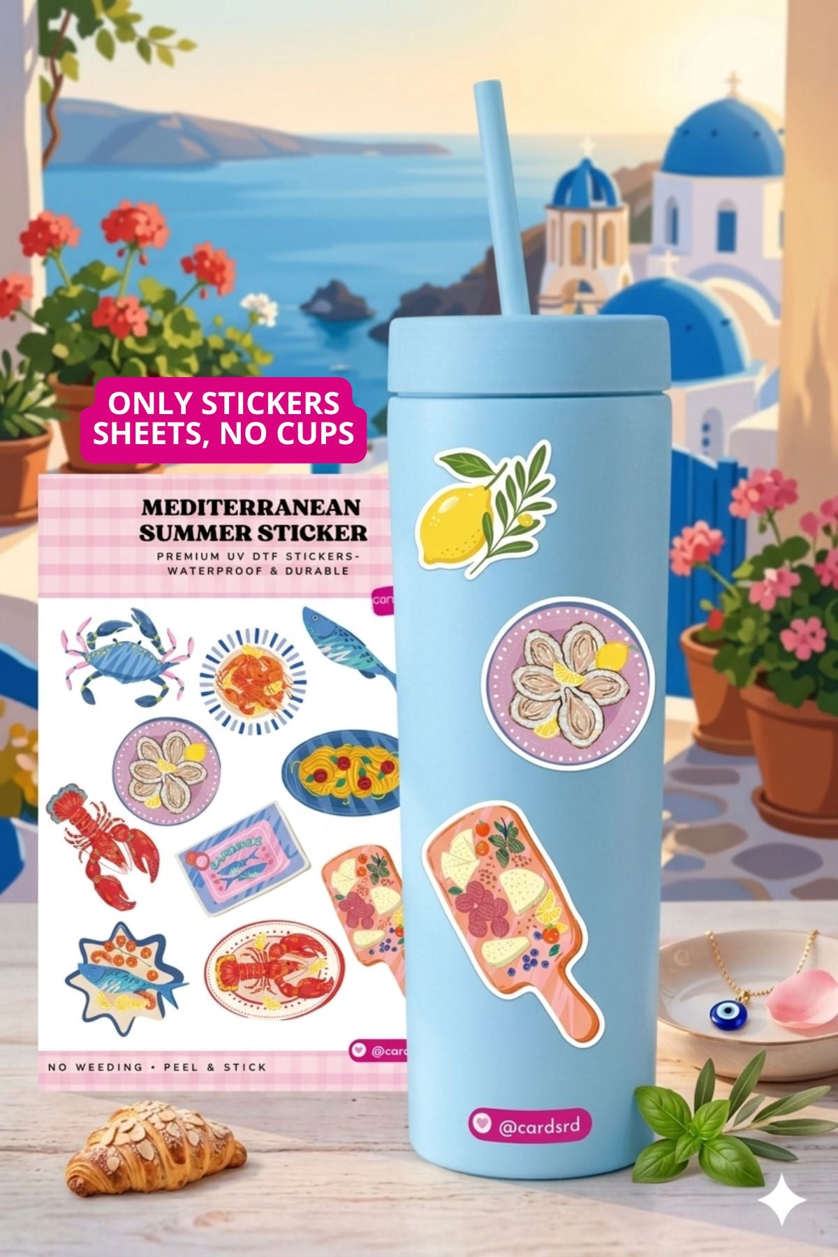 Mediterranean Summer Aesthetic Sticker Pack ✨ (3 Sheets + Santorini Bonus)