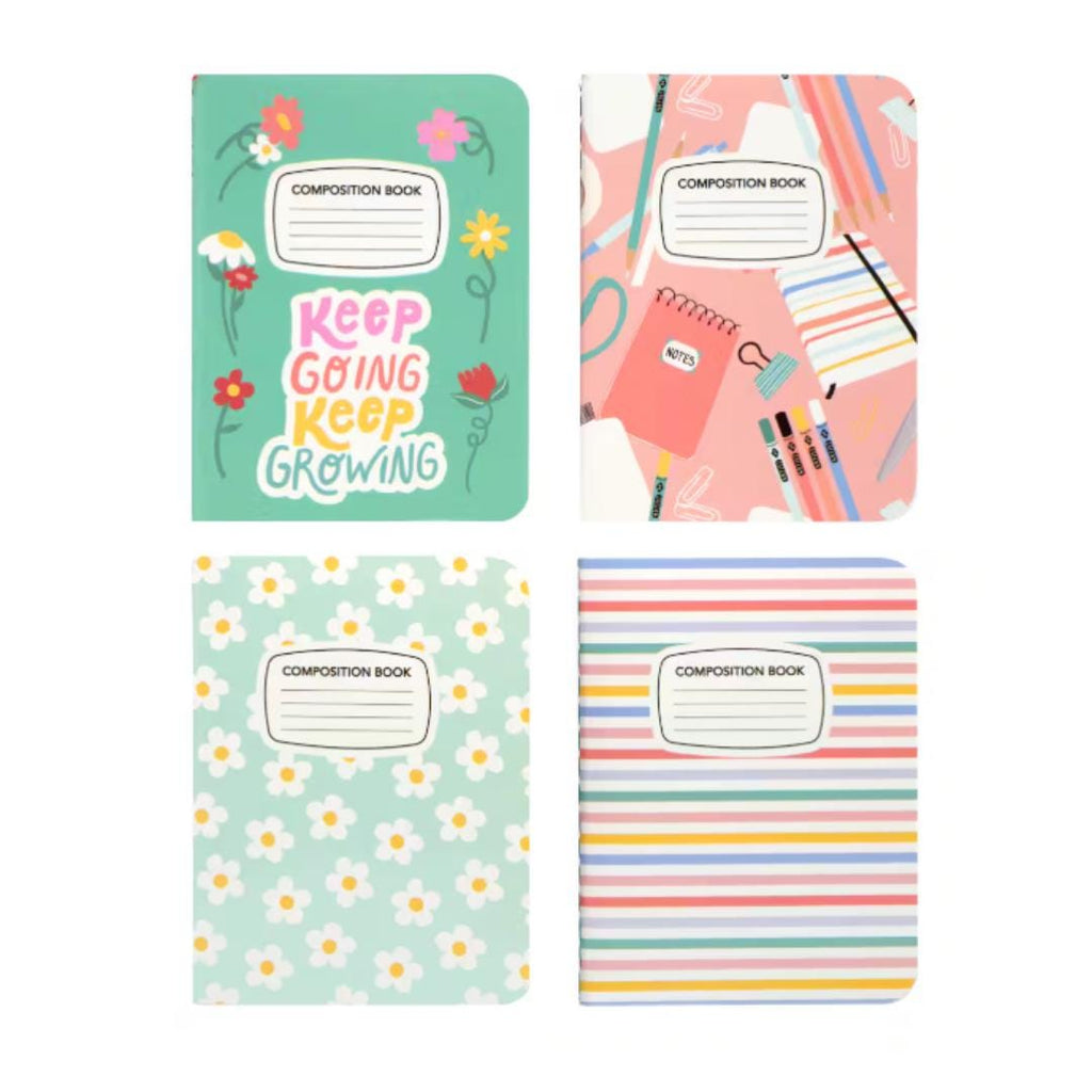 Mini Pastel Composition Book Journal Set – 4 Pack, 3&quot; x 4&quot;, 32 Sheets Each | Cute Stationery