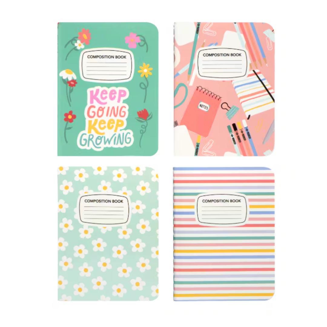 Mini Pastel Composition Book Journal Set – 4 Pack, 3&quot; x 4&quot;, 32 Sheets Each | Cute Stationery
