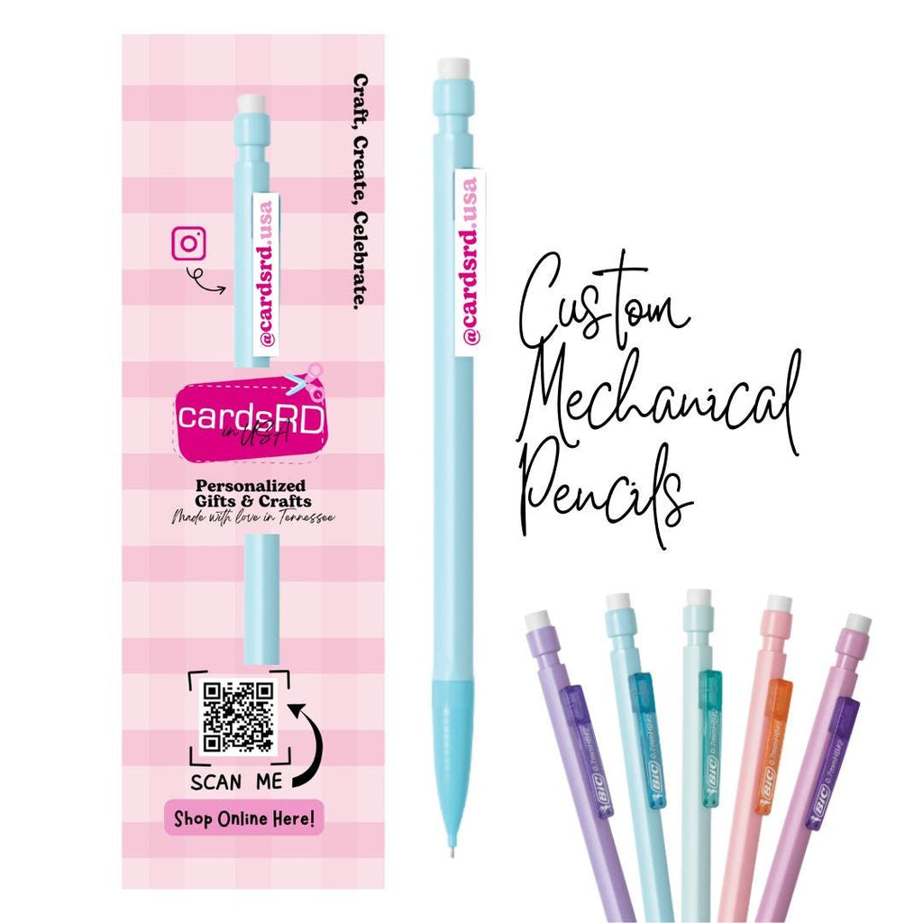 Custom Mechanical Pencils with Personalized Backing Card – Set of 24 | 0.7mm Medium Point