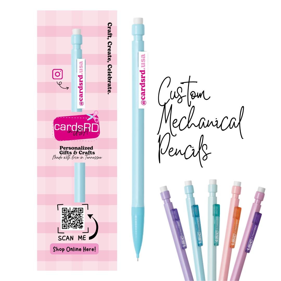 Custom Mechanical Pencils with Personalized Backing Card – Set of 24 | 0.7mm Medium Point