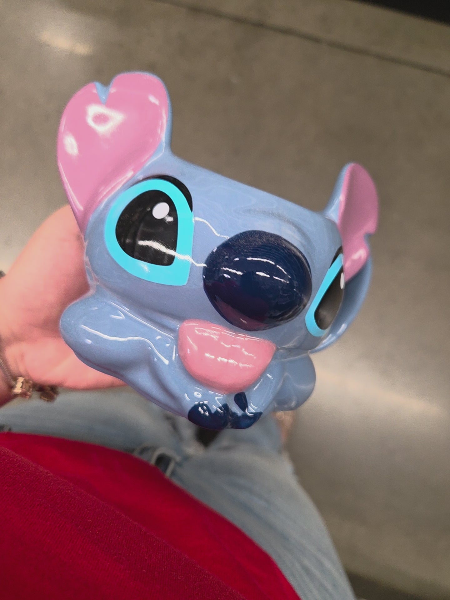STICH // Blue Alien Sculpted Ceramic Mug – Hand Painted, 11 oz