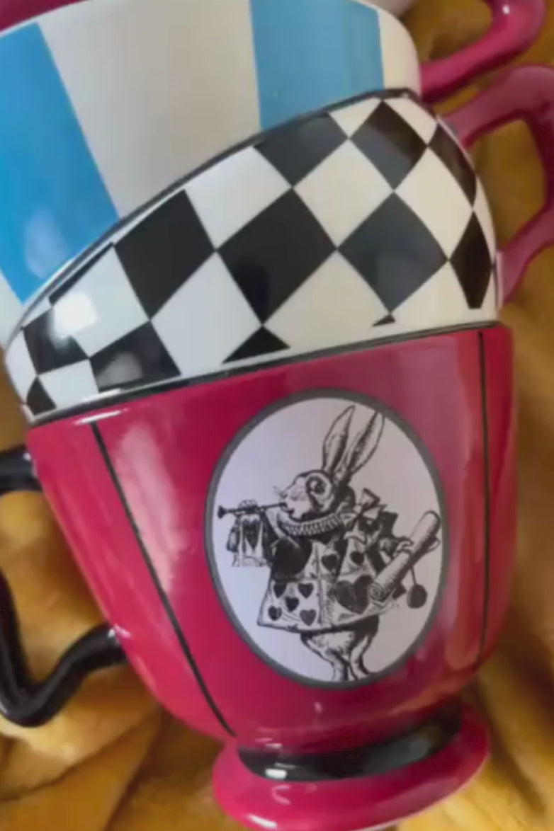 White Rabbit // Alice in Wonderland Stacked Teacup Mug – Custom Vinyl Name